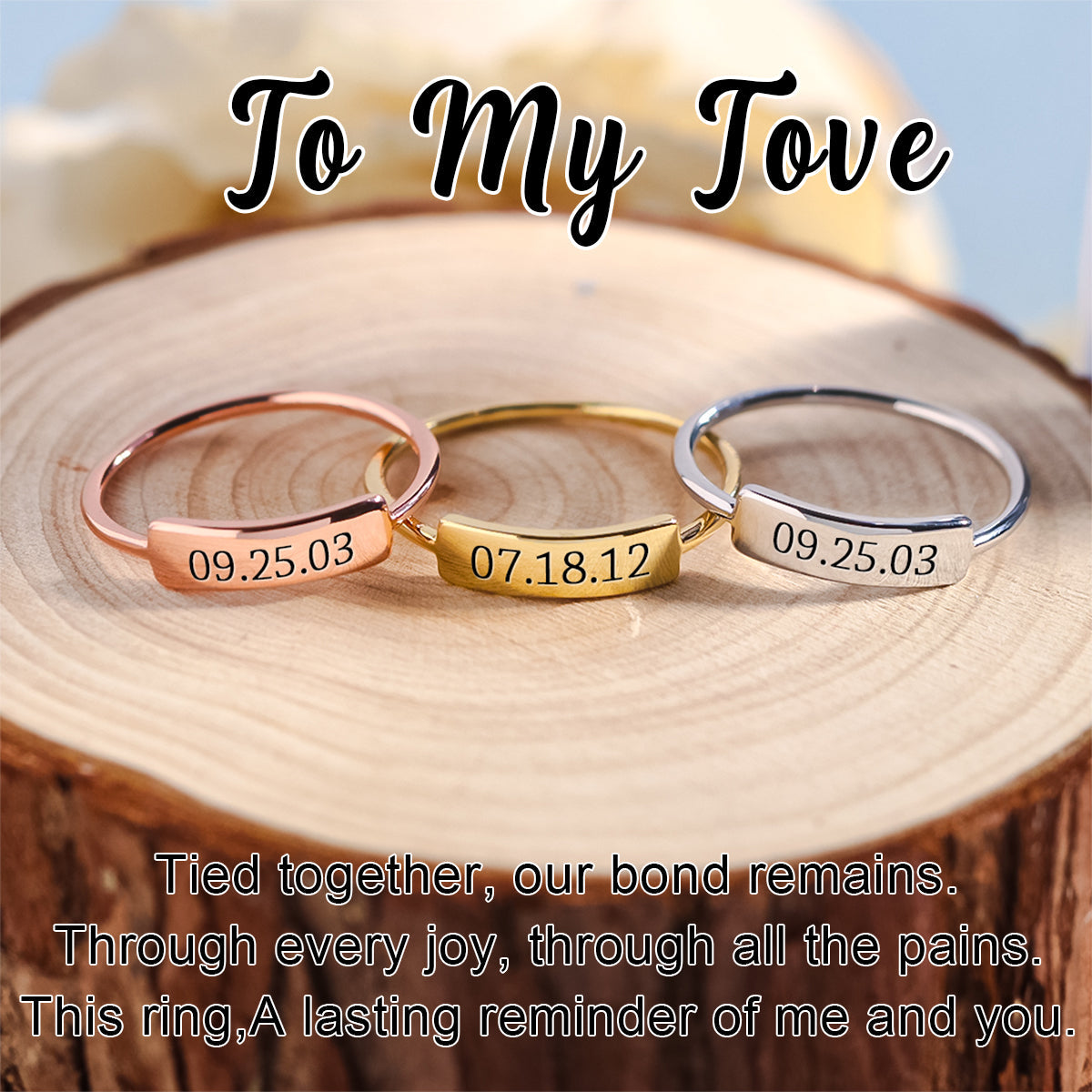 Custom Delicate Dainty Bar Date Ring