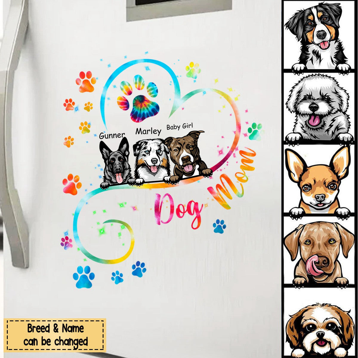 Dog Mom Heart Line Personalized Decal/Sticker-DIY Gift For Pet Lovers