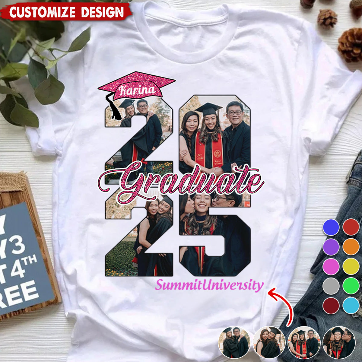Personalized Photo Graduation Shirts Proud Family Graduate 2025