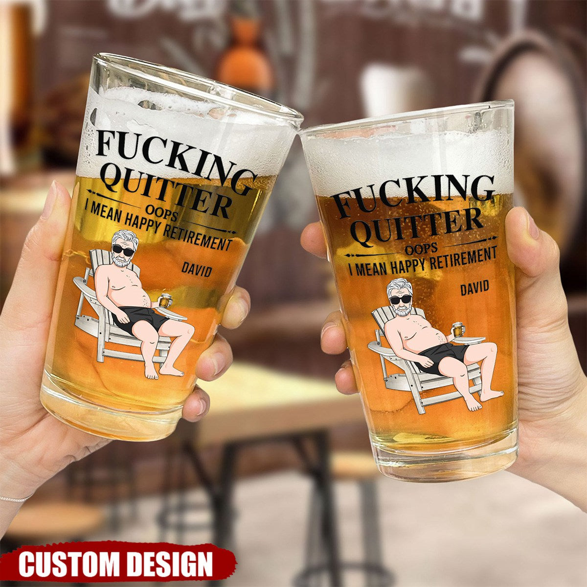 I Mean Happy Retirement - Personalized Beer Glass