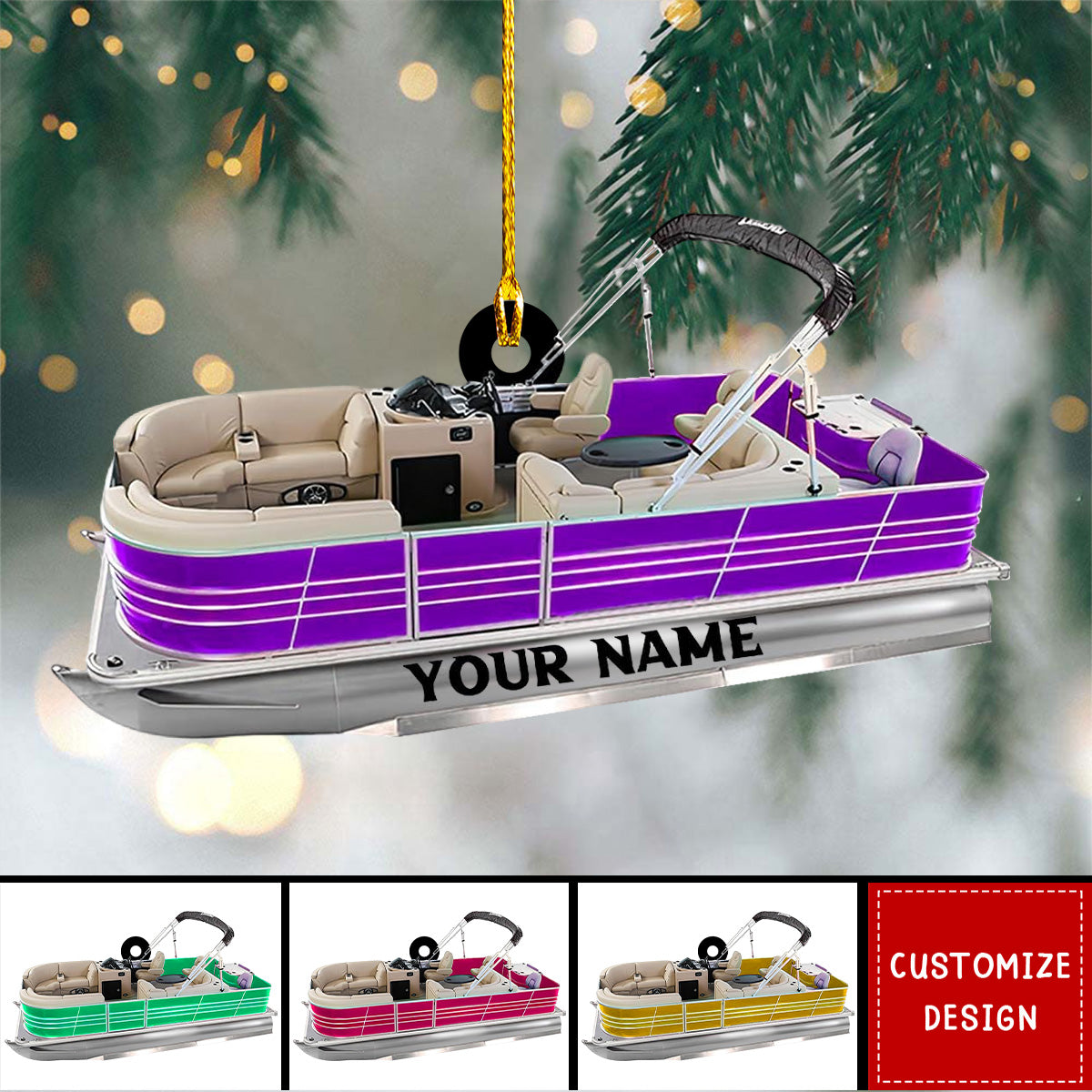 Personalized Pontoon Boat Acrylic Christmas Ornament - 2024 New Release