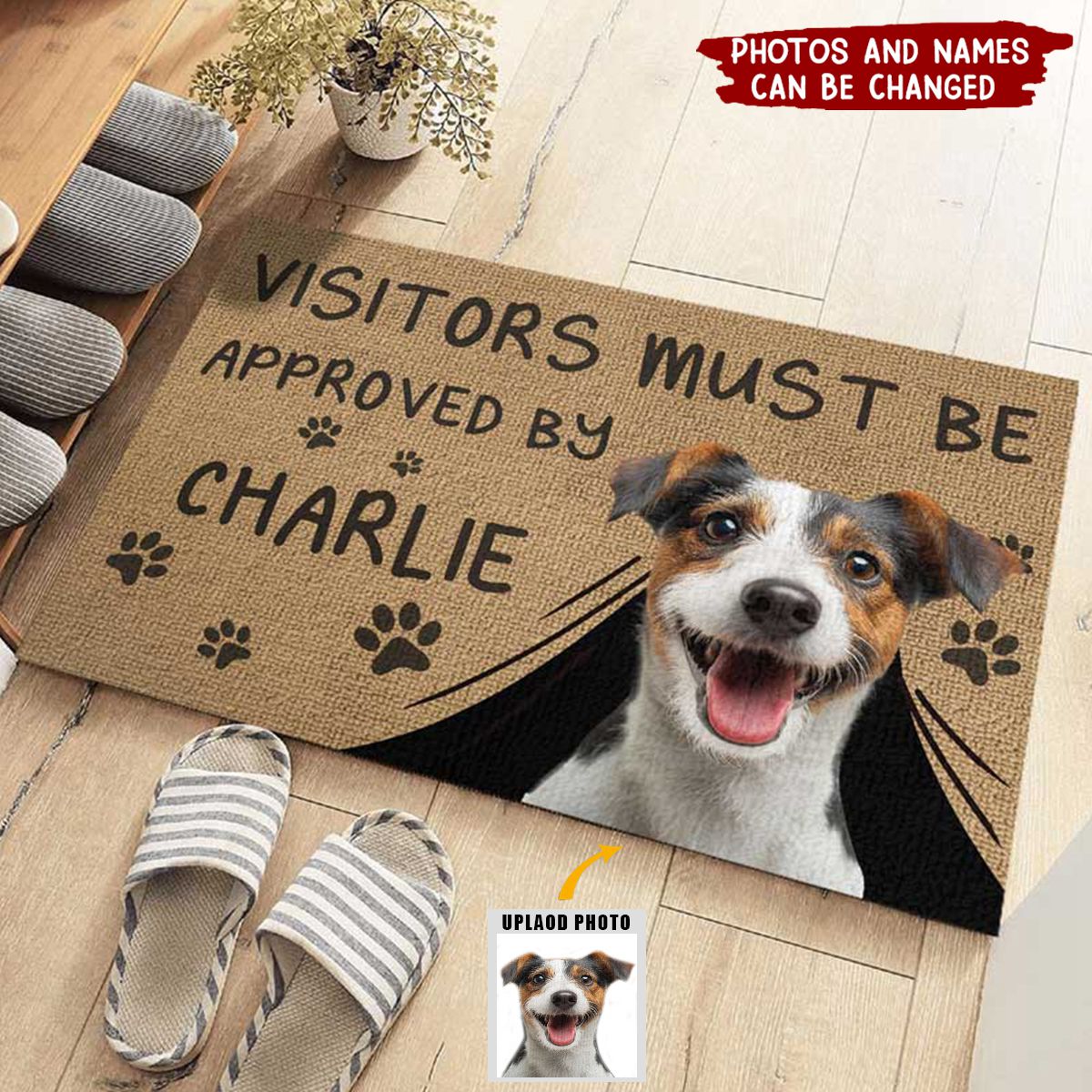 Custom Photo Visitors Must Be Approved By This Dog - Dog & Cat Personalized Home Decor Decorative Mat