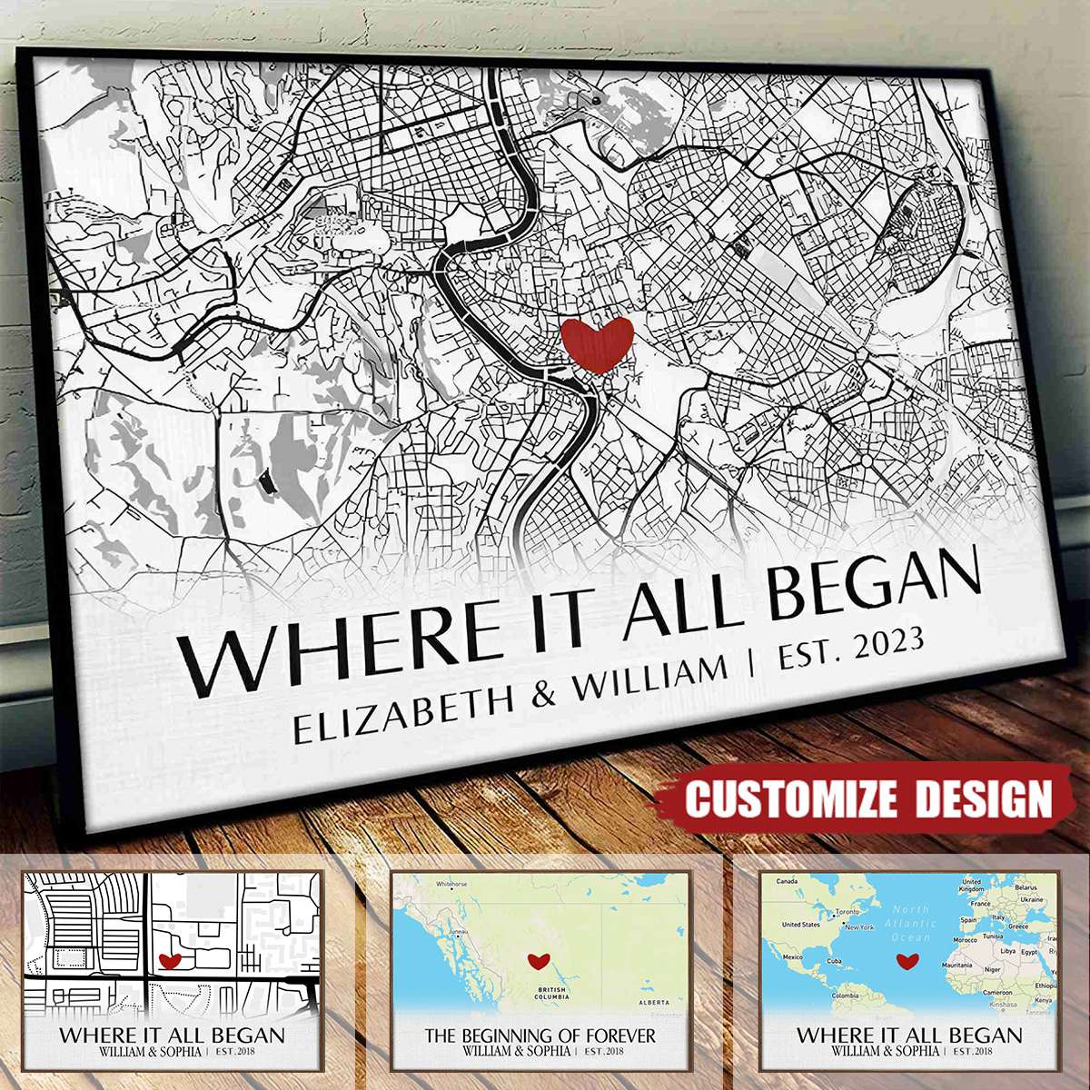 Where It All Began - Personalized Horizontal Poster - Gift For Couple