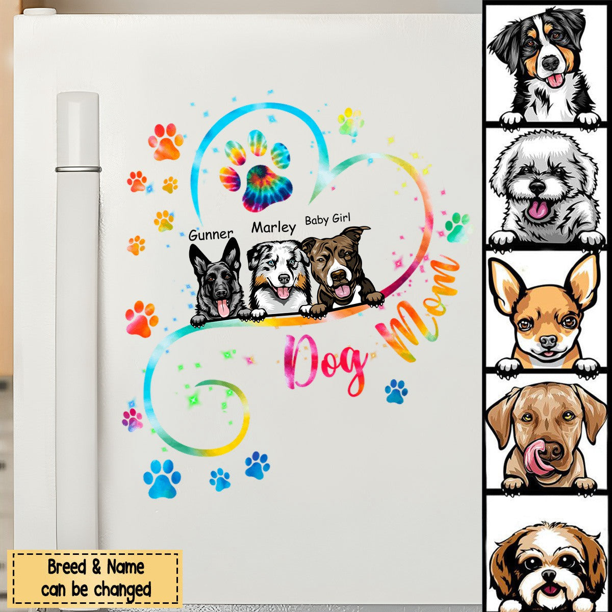 Dog Mom Heart Line Personalized Decal/Sticker-DIY Gift For Pet Lovers