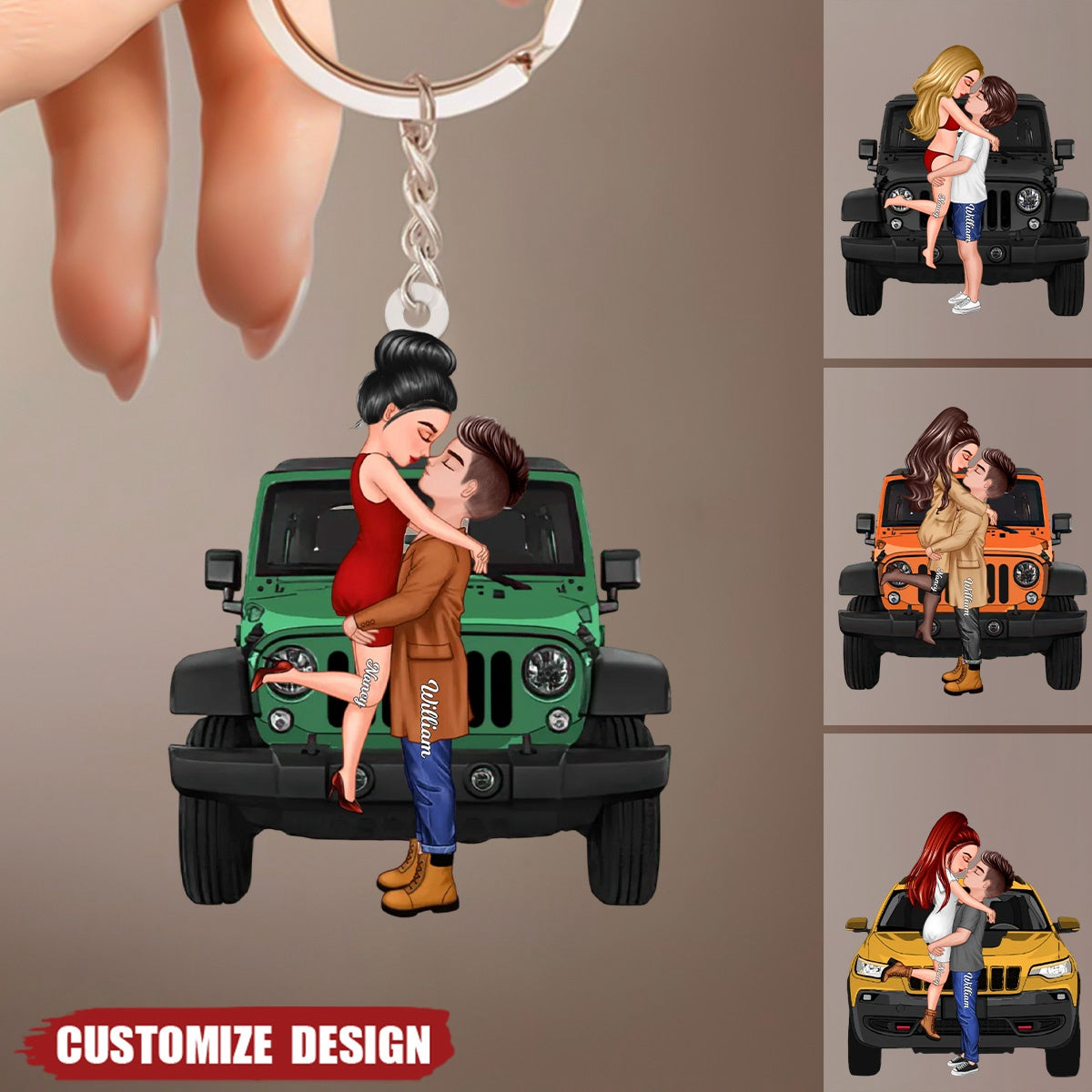 New Release - Personalized Off-Road Car Couple Kiss Keychain