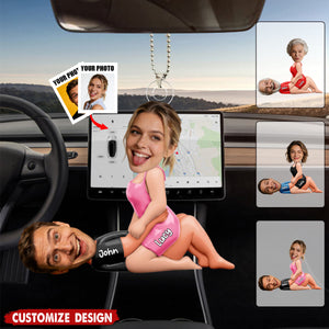 Personalized Naughty Photo Acrylic Car Ornament - Gifts For Couple