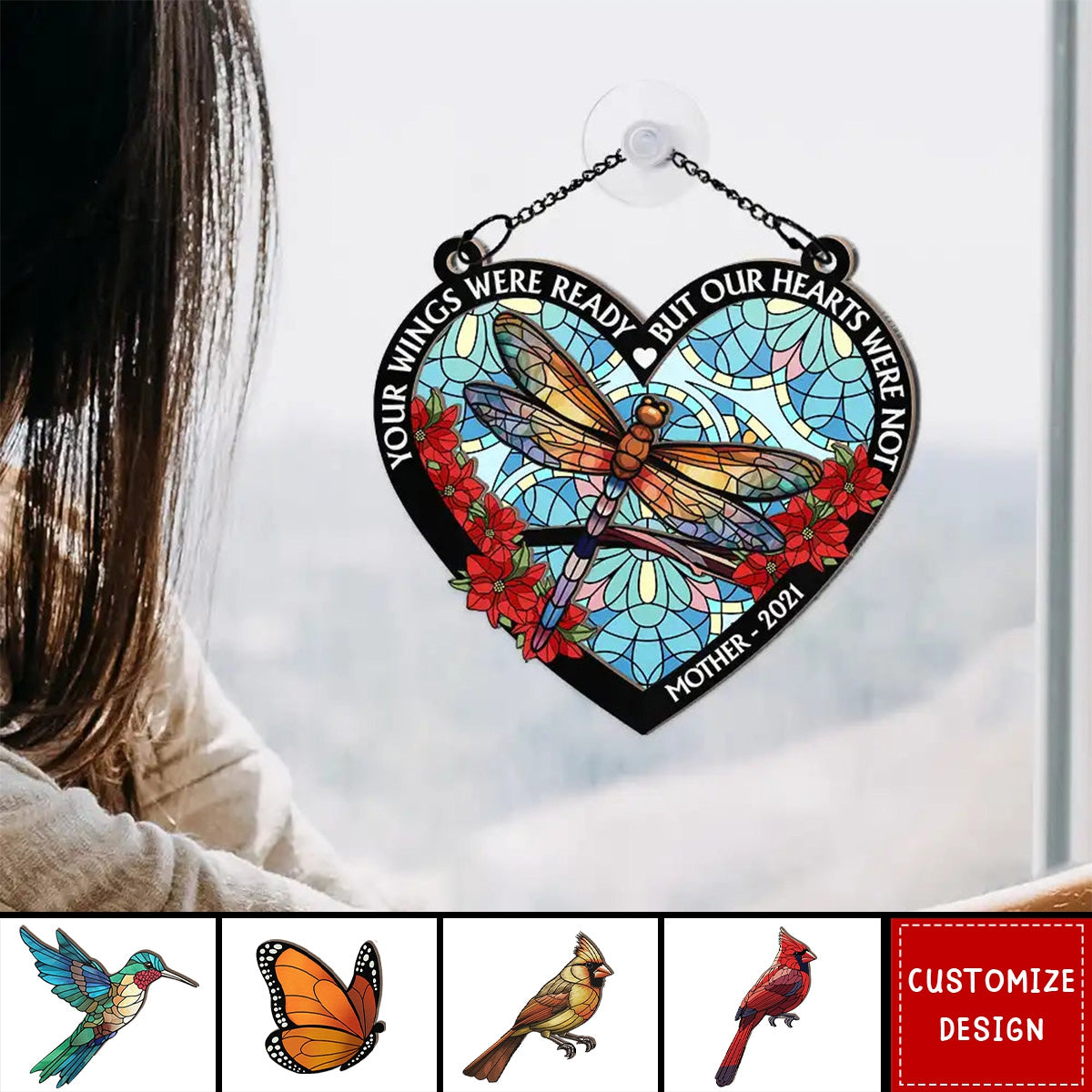 Those We Love Don't Go Away Memorial - Personalized Window Hanging Suncatcher Ornament