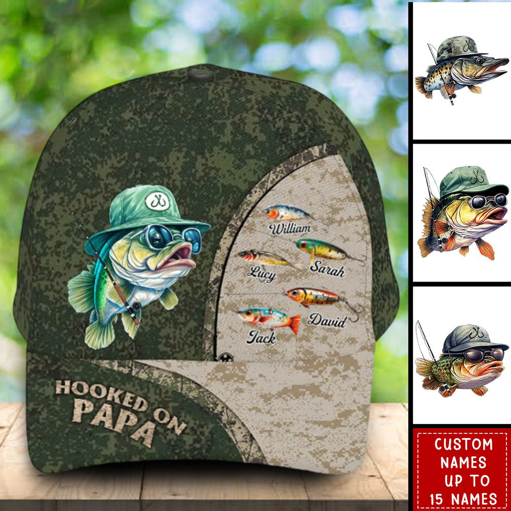 Hooked On Grandpa - Personalized Classic Cap - Gift For Dad/Grandpa