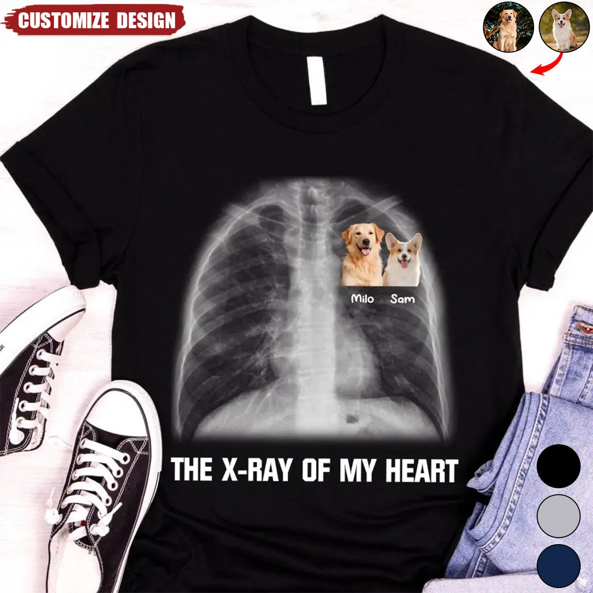 Text X-ray Of My Heart Personalized T-Shirt, Gift For Dog Love
