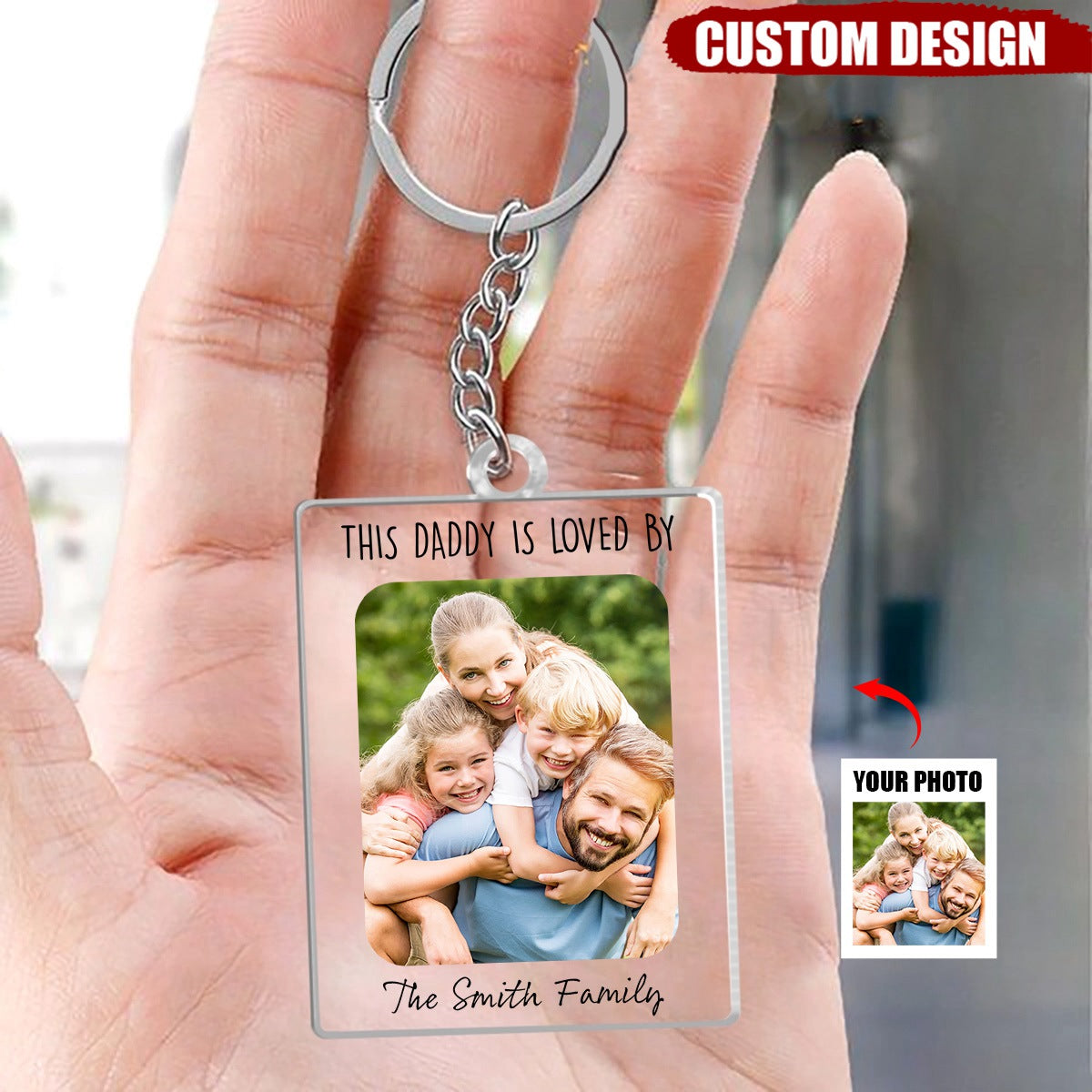 This Daddy ls Loved By - Personalized Acrylic Keychain - Father's Day Gift