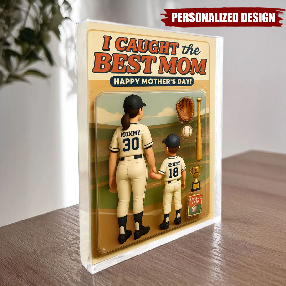 We Caught the Best Mom Baseball-Personalized Acrylic Plaque-Mother's Day Gift