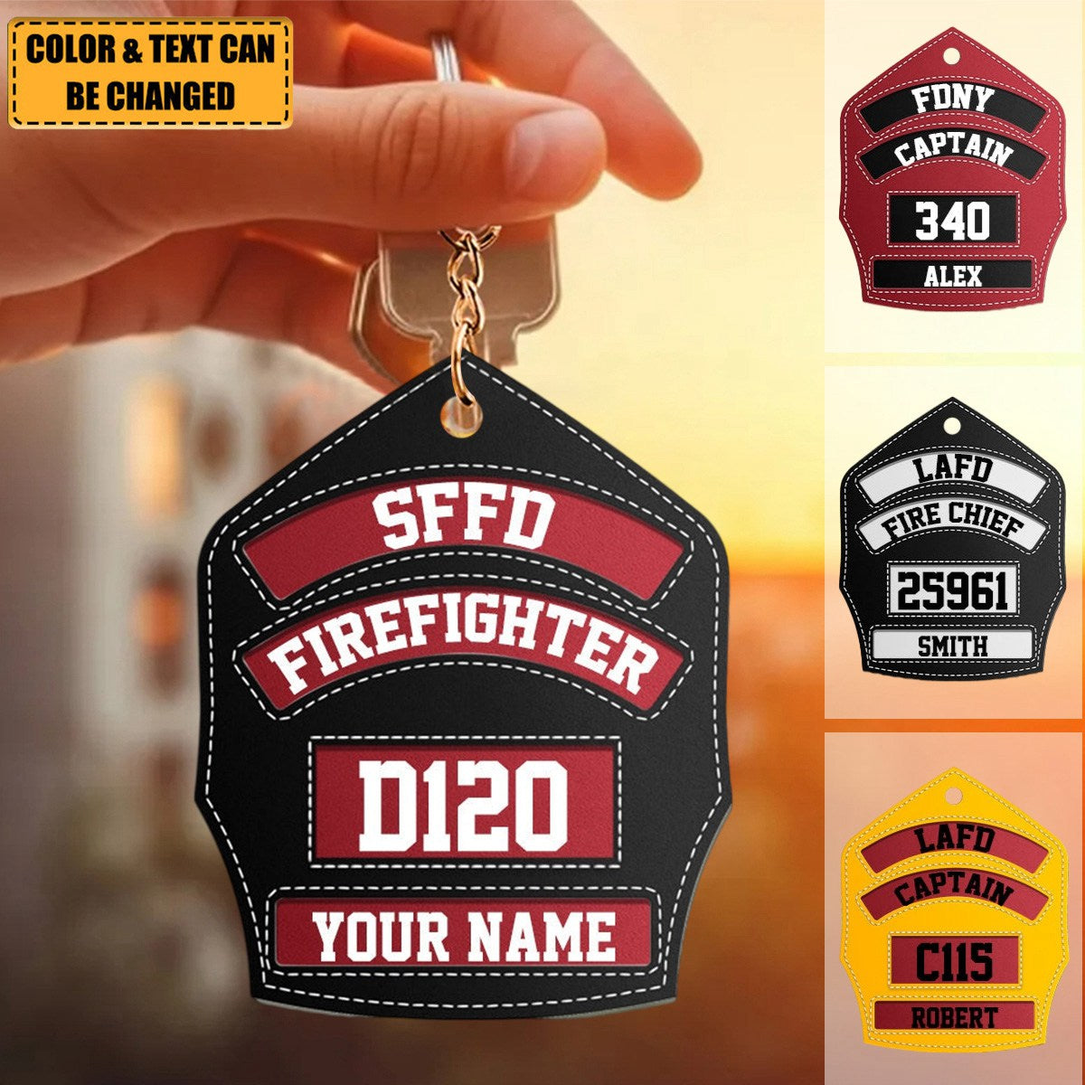 Firefighter’s Helmet Front Shield Personalized Acrylic Keychain