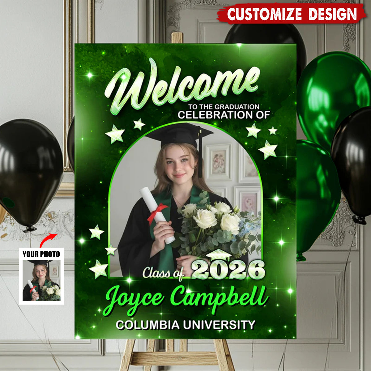 Class Of 2026 Party - Personalized Graduation Welcome Sign - Custom Photo Welcome Sign - Graduation Gifts