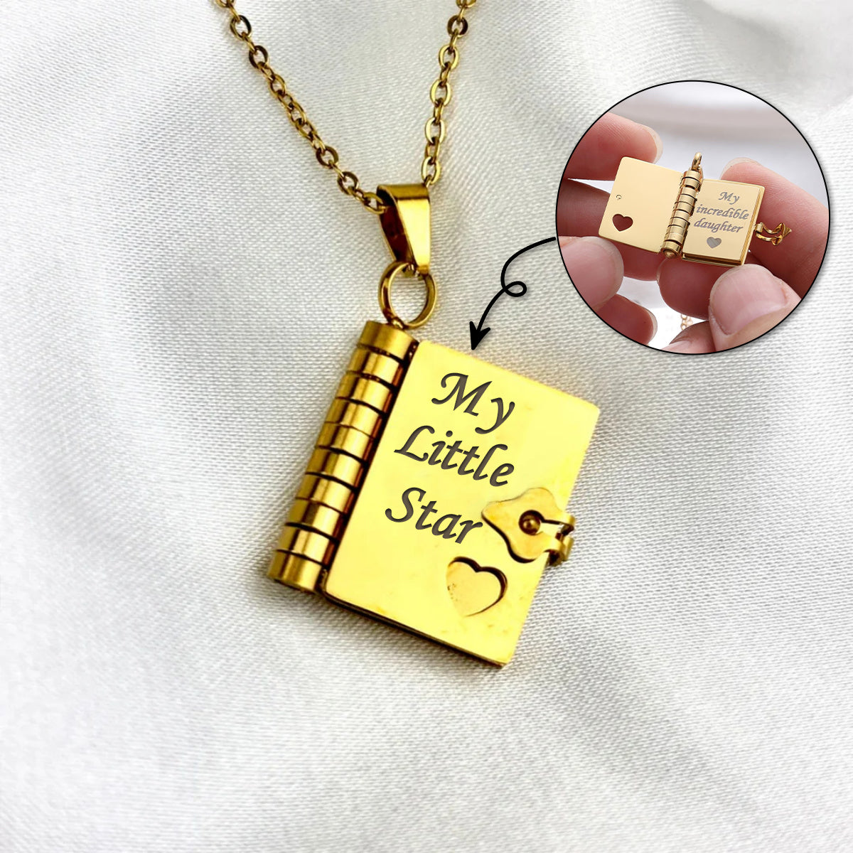 My Little Star Book Necklace-A Letter to My Daughter in a Locket