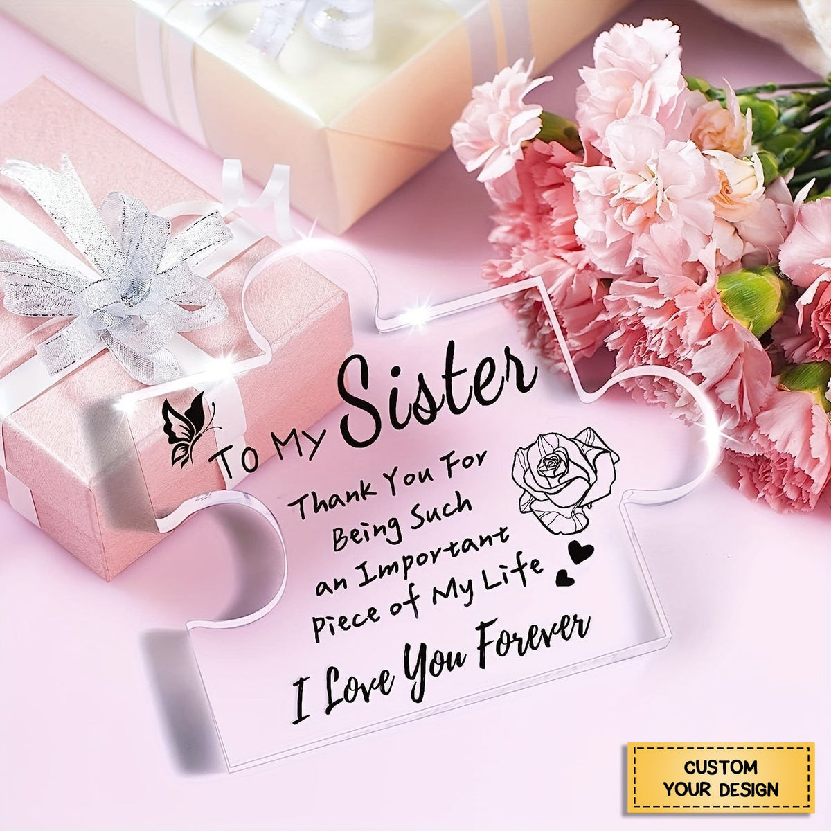 I Love You Forever - Personalized Puzzle Shaped Acrylic Plaque - Gift for Mom/Besties/Sister/Friends/Couples/Family