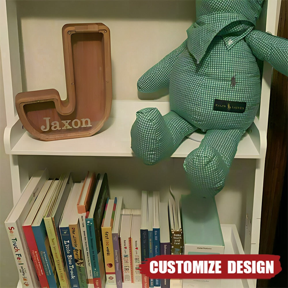 Custom initial Coin Bank With Name,Wooden Piggy Bank Gift For Boys or Girls