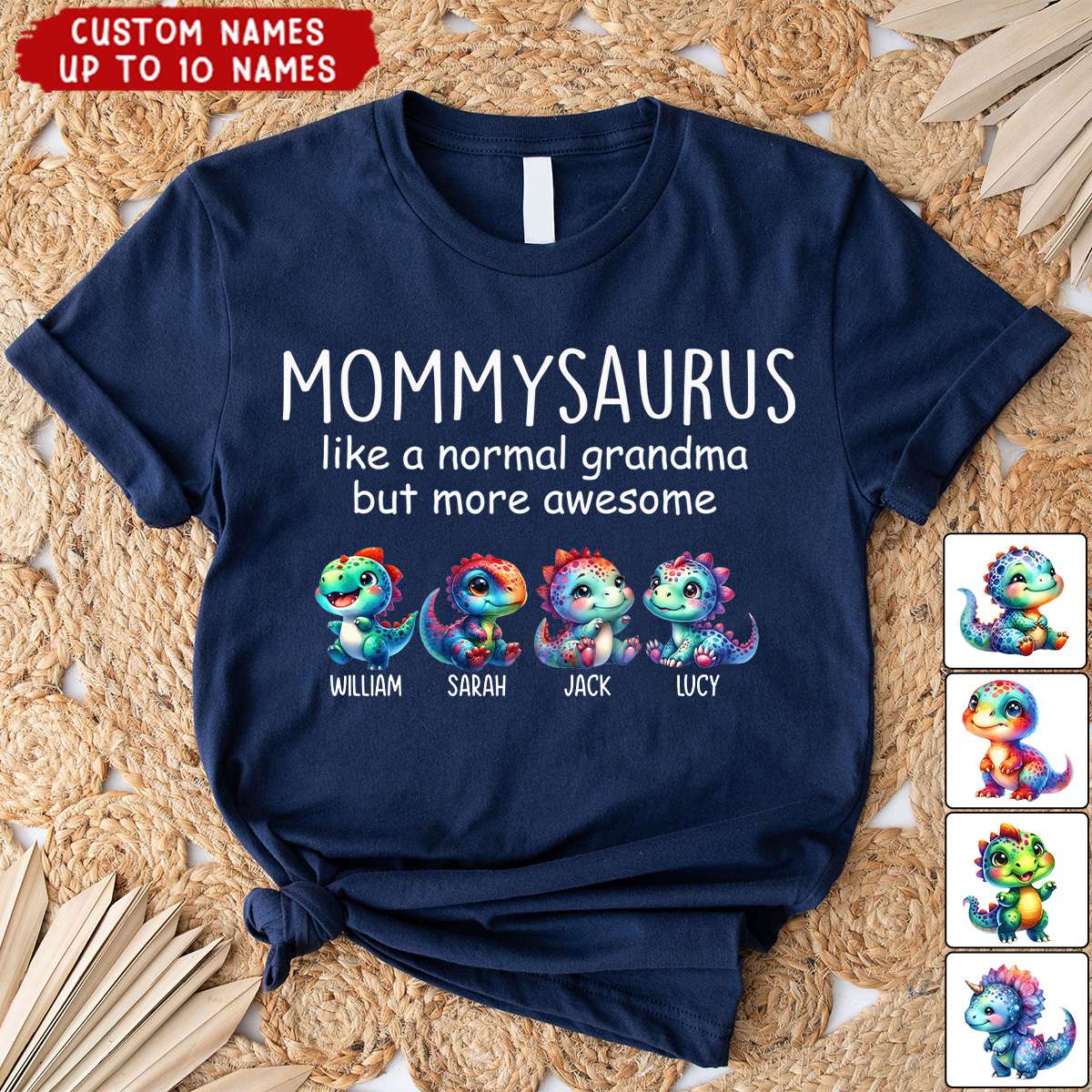 Grandmasaurus Like A Normal Grandma But More Awesome Dinosaur Kid Names Personalized T-shirt