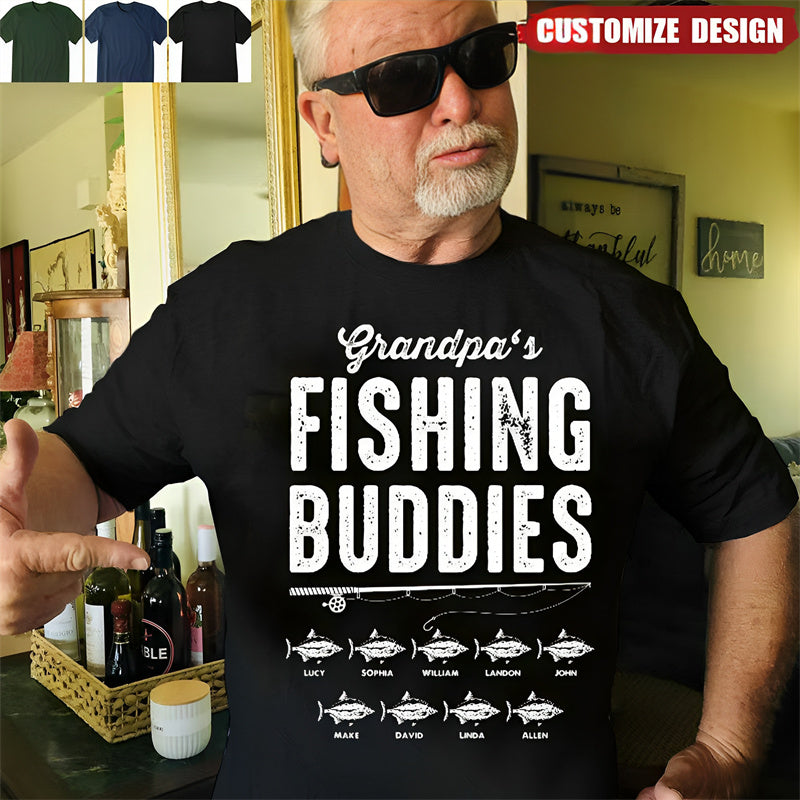 Personalized Unisex T-Shirt - Fishing Buddies Gift For Parent And Grandparent