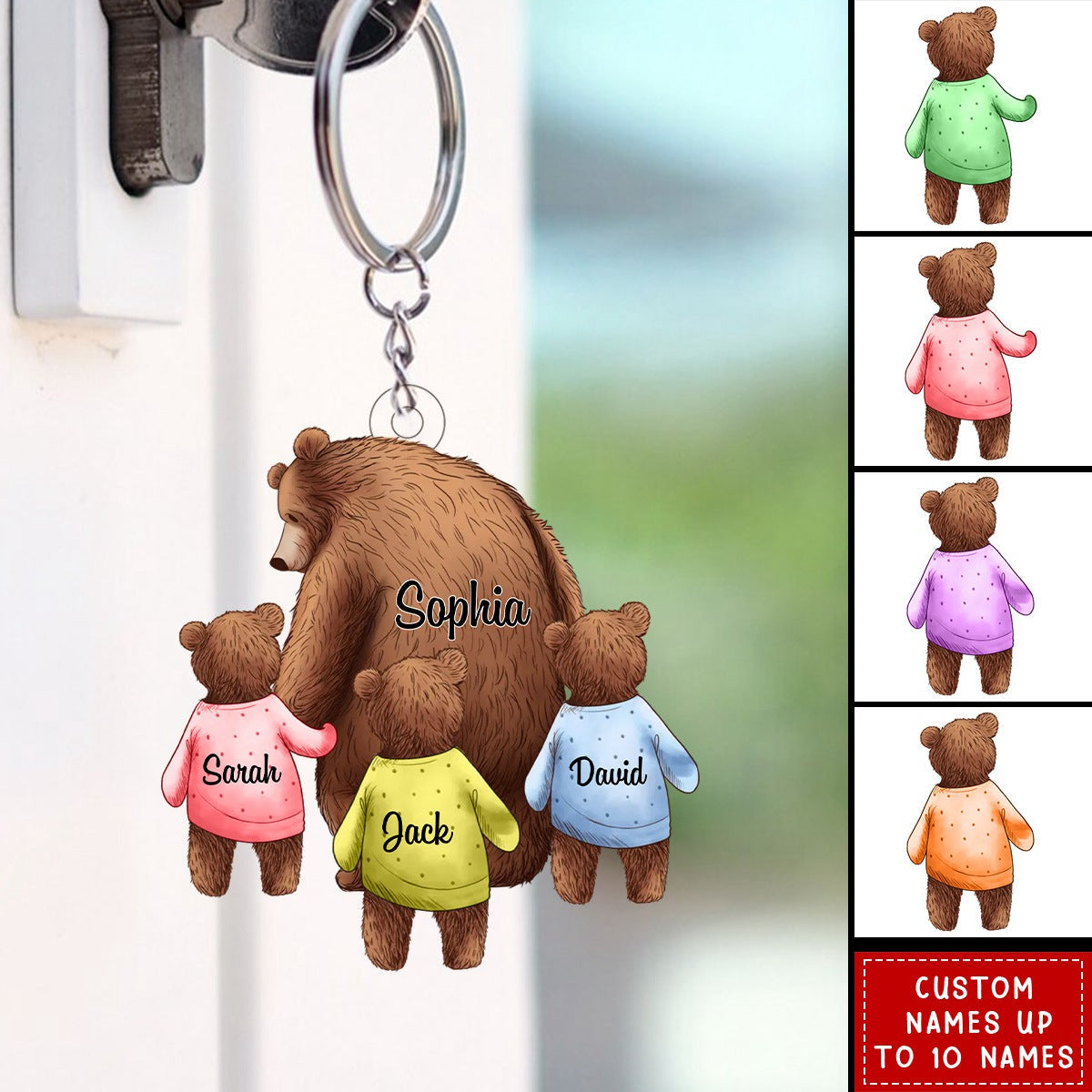 Happy Father‘s Day/Mother's Day To Amazing Daddy/Grandpa/ Mom/Grandma Bear Personalized Acrylic Keychain