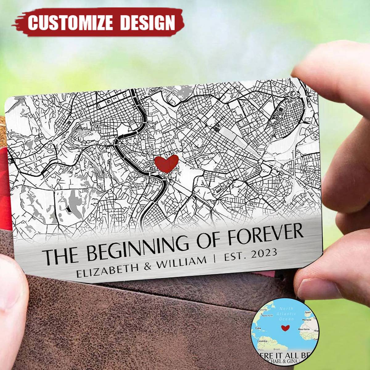 Where It All Began - Couple Personalized Aluminum Wallet Card