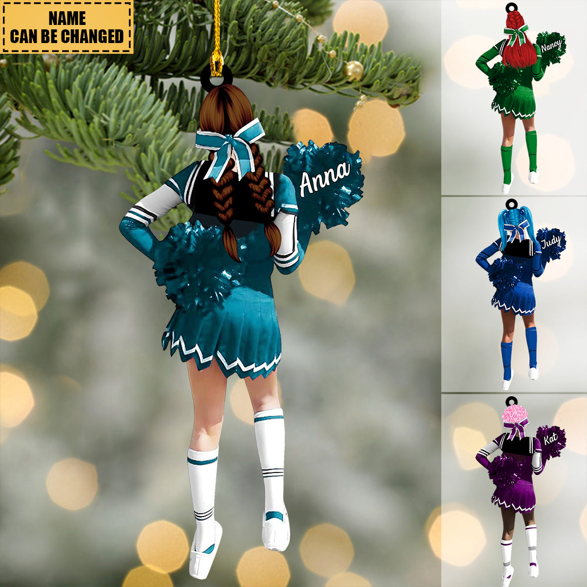 Personalized Cheerleading Pom pom Girl Christmas Ornaments - 2024 New Release