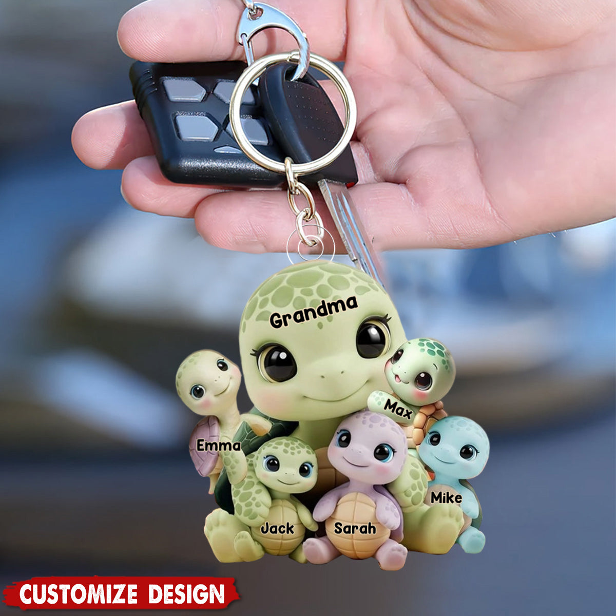 Mama Turtle - Personalized Mother Keychain