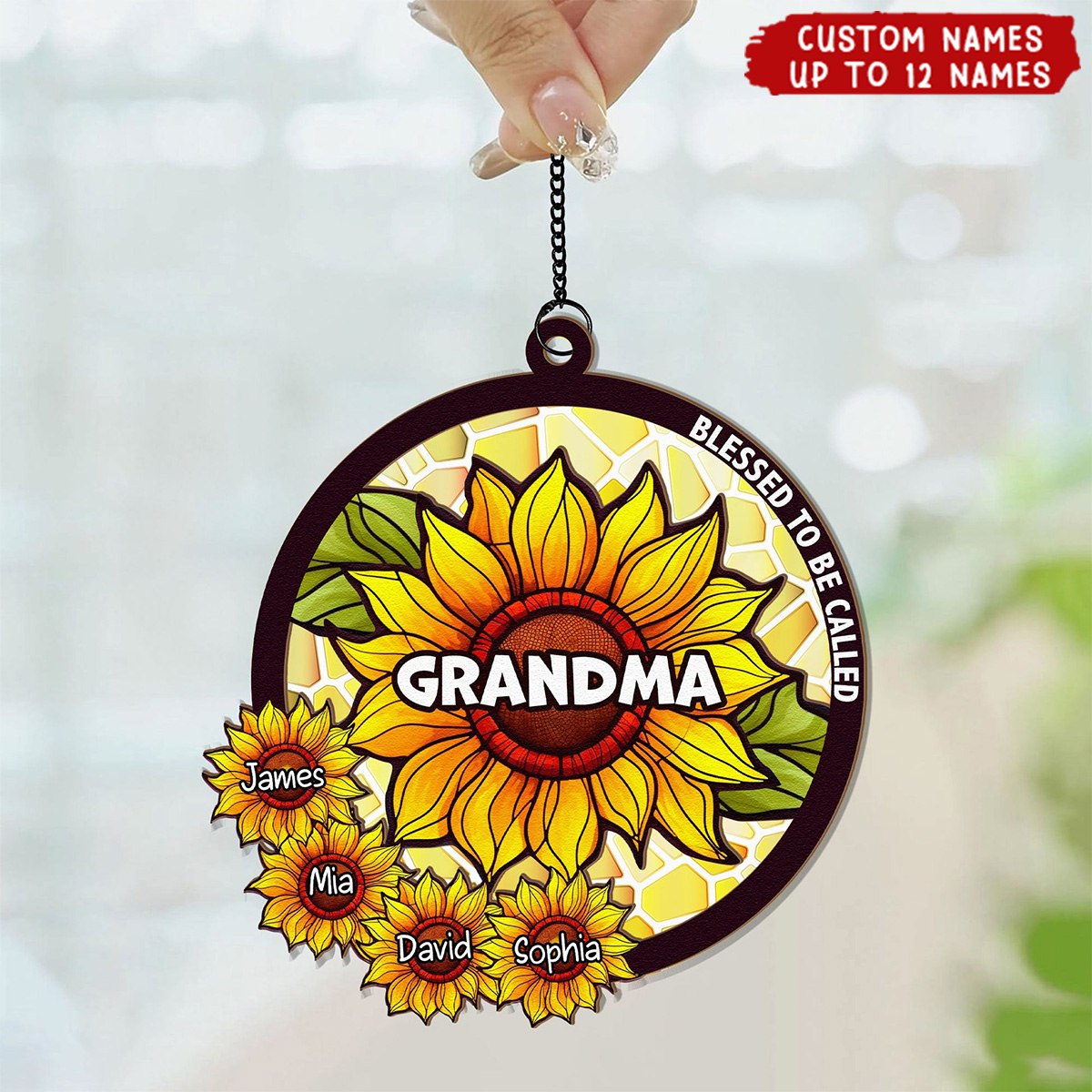 Blessed To Be Called Grandma - Personalized Window Hanging Suncatcher Ornament