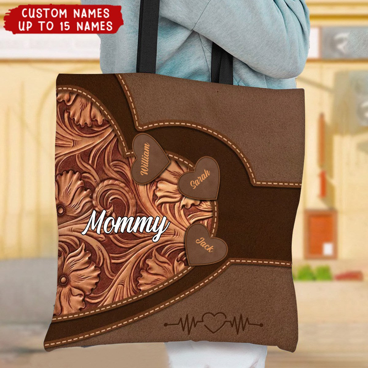 Gift For Grandma Hearts Vintage Pattern Personalized Tote Bag
