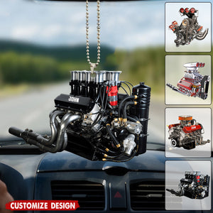 Drag Racing Hot Rod V8 Engine - Personalized Drag Racing Car Hanging Ornament - Gift For Racing Lovers