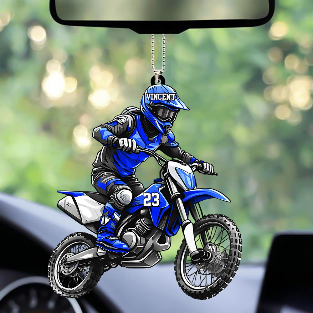 Personalized Motocross Acrylic Car Ornament - Gift For motocross enthusiast