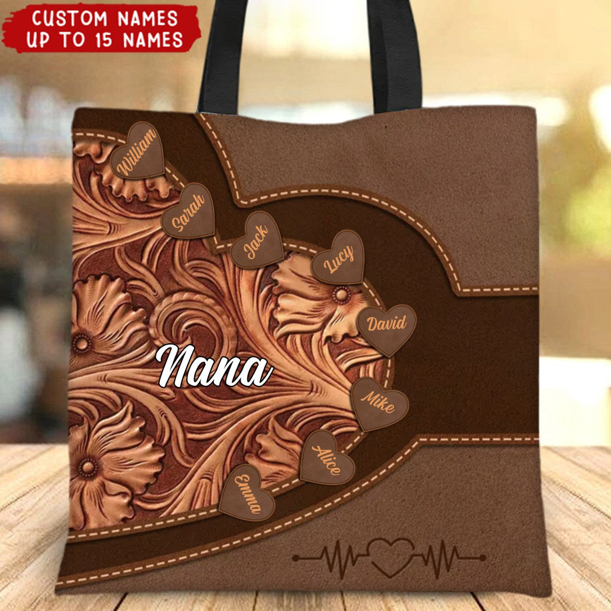 Gift For Grandma Hearts Vintage Pattern Personalized Tote Bag
