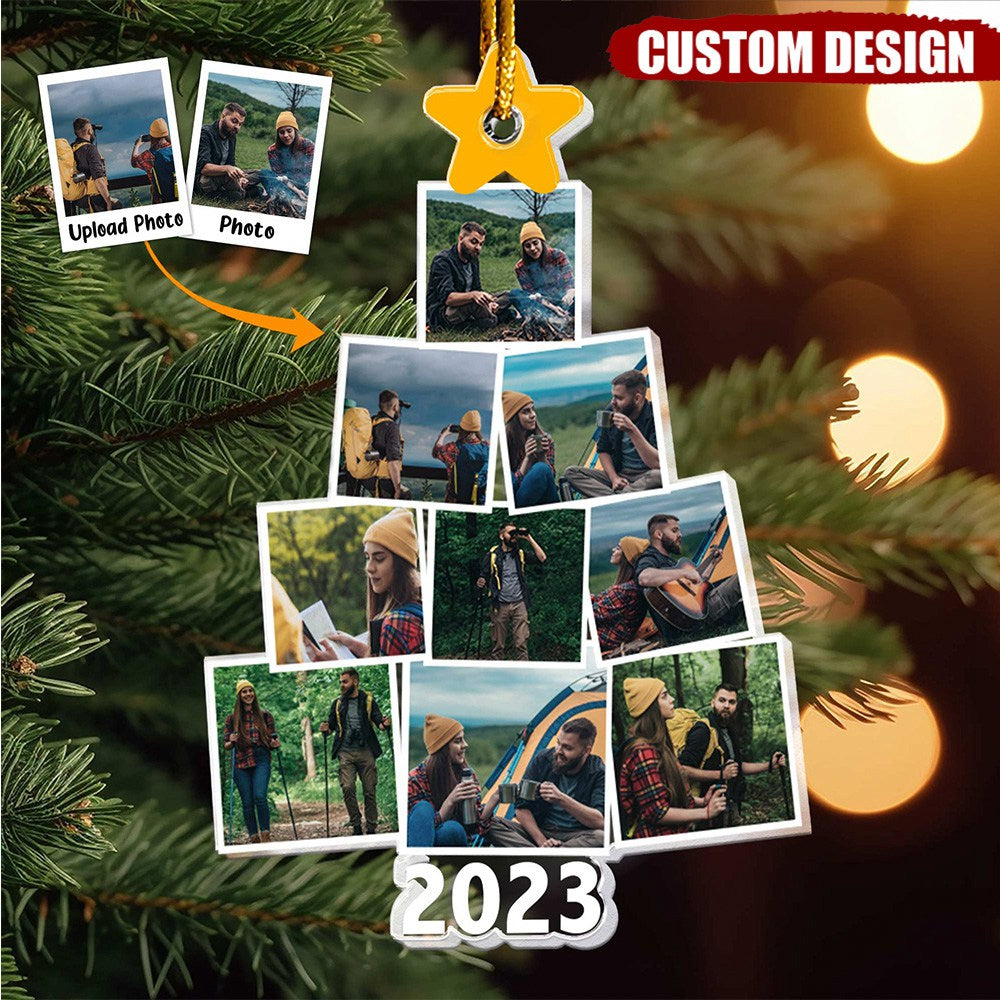 Photo Family-Couple-Pet Tree Christmas - Personalized Acrylic Photo Ornament