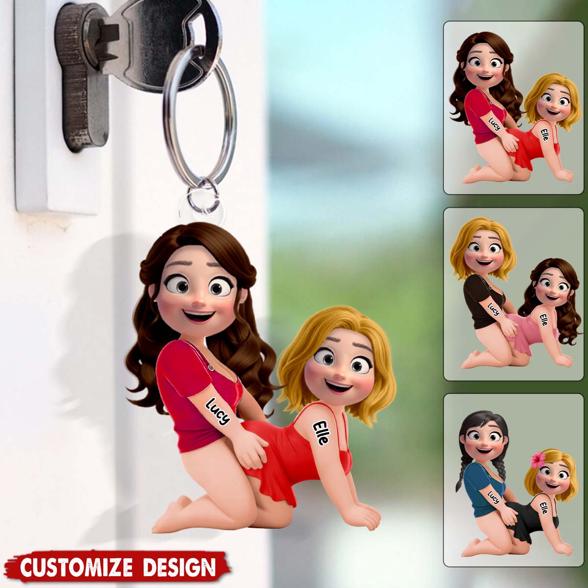 Naughty Personalized Gay Lesbian Couple Keychain - Gifts For Couple