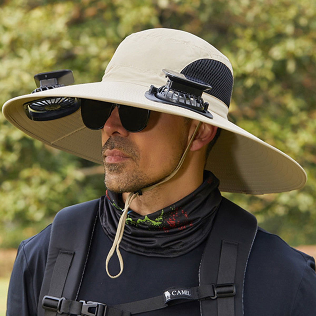 Wide Brim Solar Fan Outdoor Fishing Hat-Solar & USB Charging - Father's Day Gift