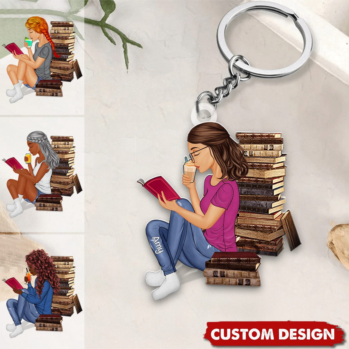 Just A Girl Who Loves Reading - Personalized Acrylic Keychain - Gift For Book Lovers