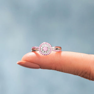 Pink Teal Round Diamond Infinity Ring - Gift For Mom,Grandma