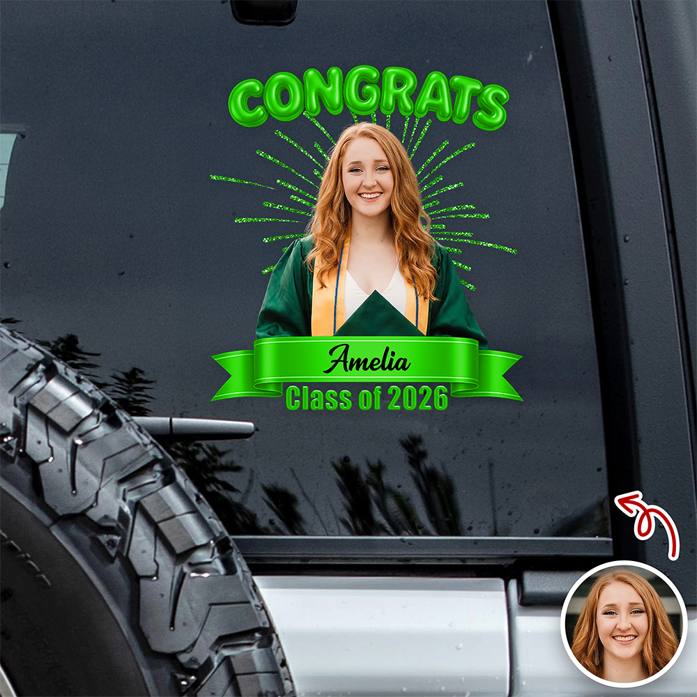 Personalized Photo Class Of 2026 Graduation Car Window Decal Sticker