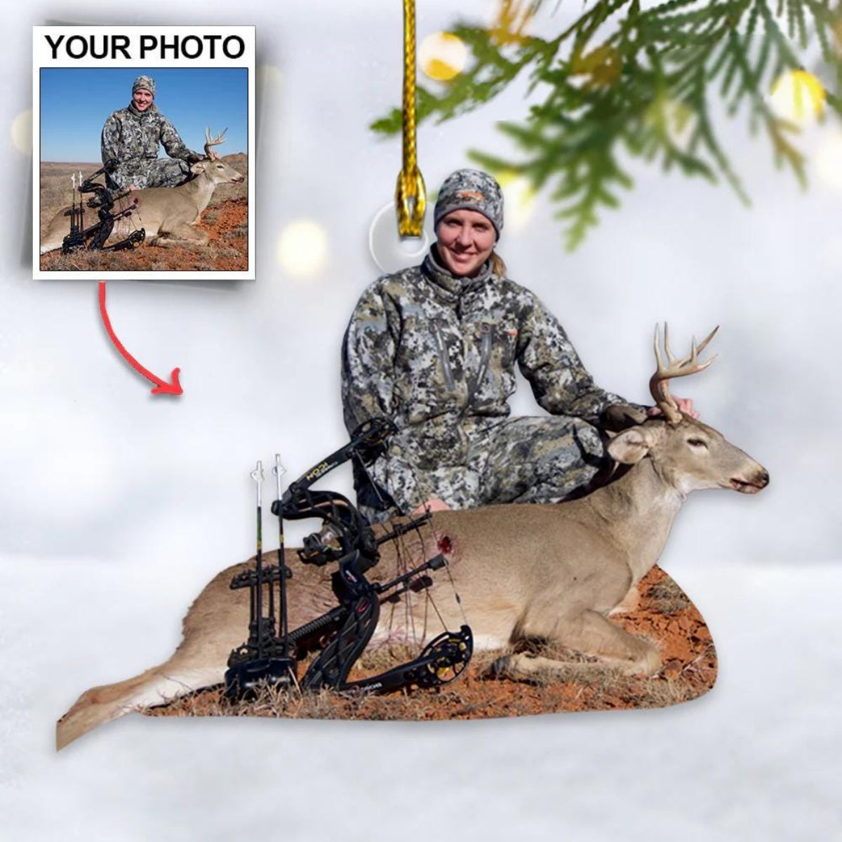 Personalized Upload Photo Hunting Christmas Ornament