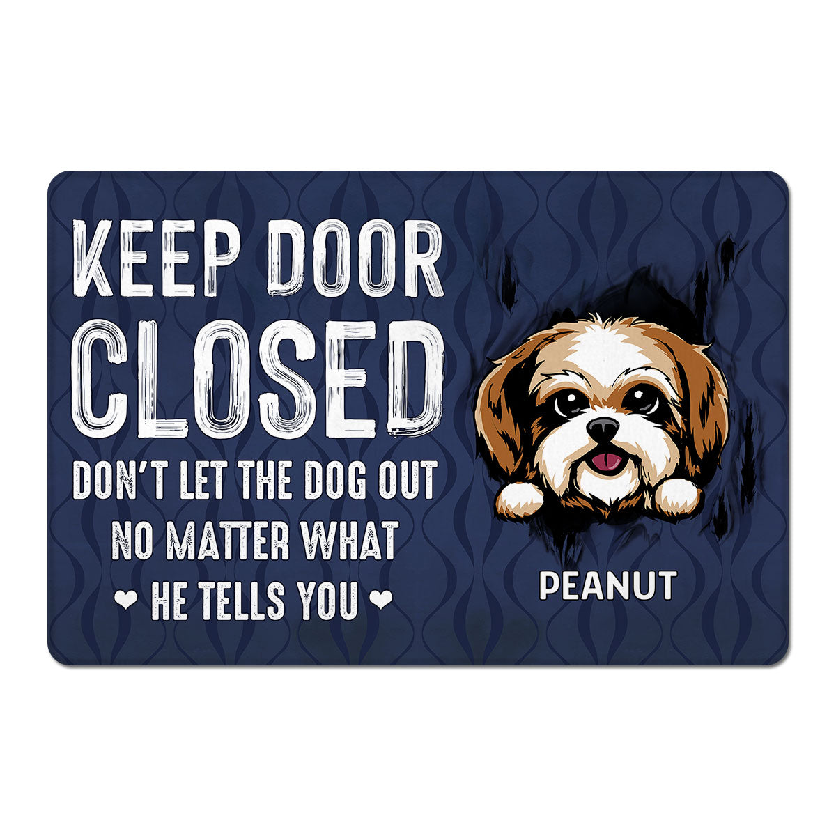 Keep Door Closed Peeking Dog Tearing Personalized Doormat