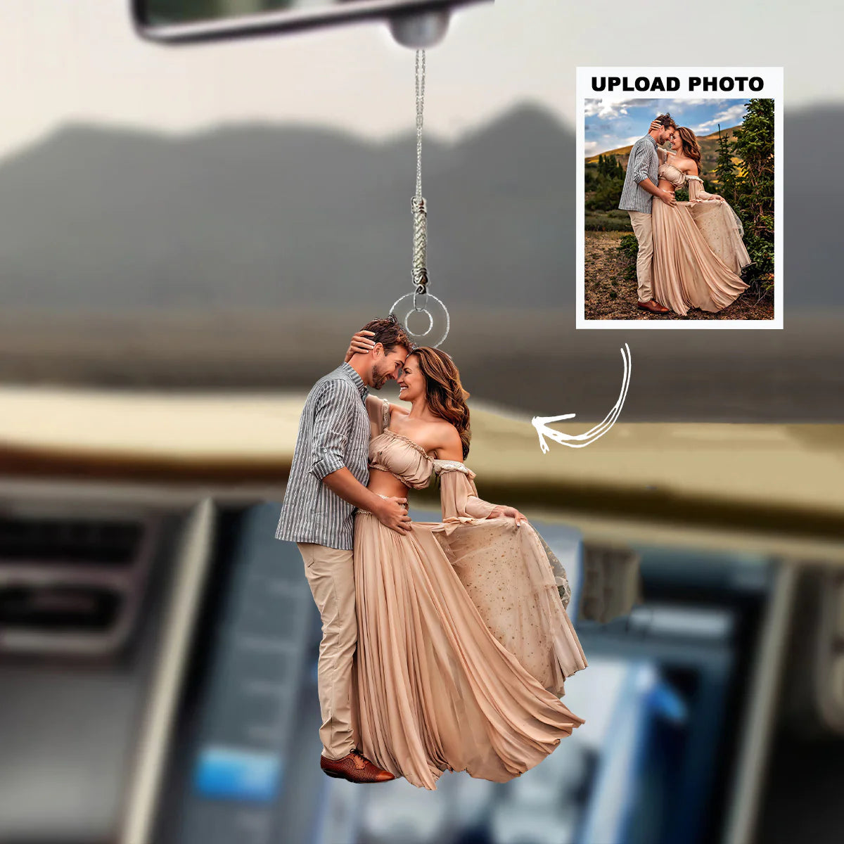 Personalized Couple Upload Photo Hanging Ornament