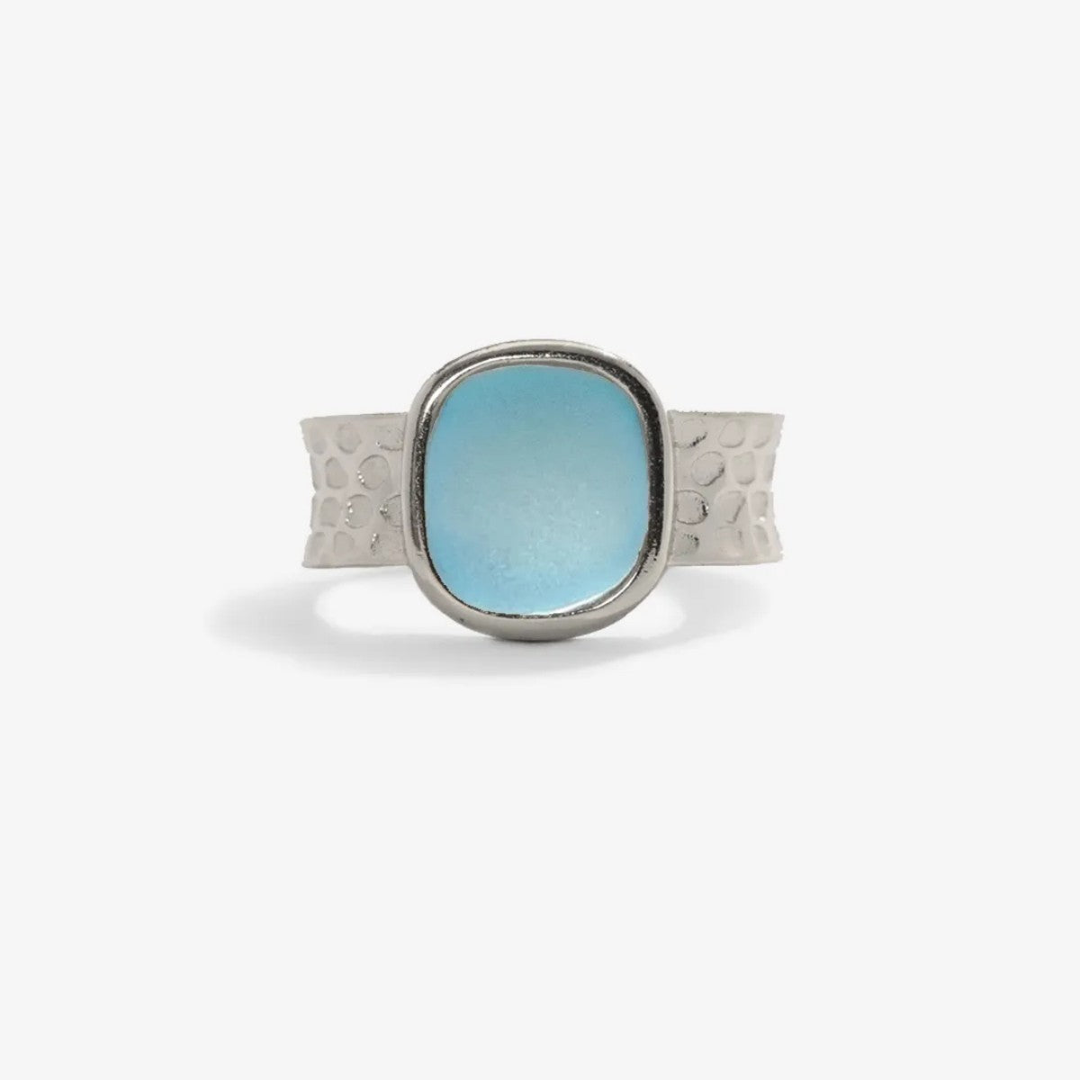 Ovarian Cancer Awareness-Thalassophile Sea Glass Wide Band Ring