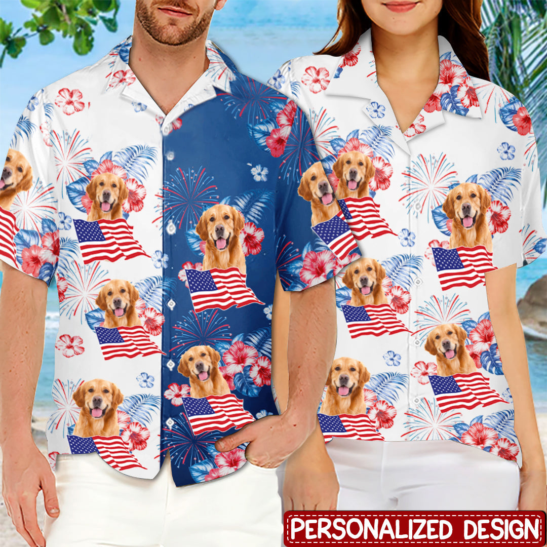 Personalized Unisex Patriotic Tropical Hawaiian Aloha Shirt