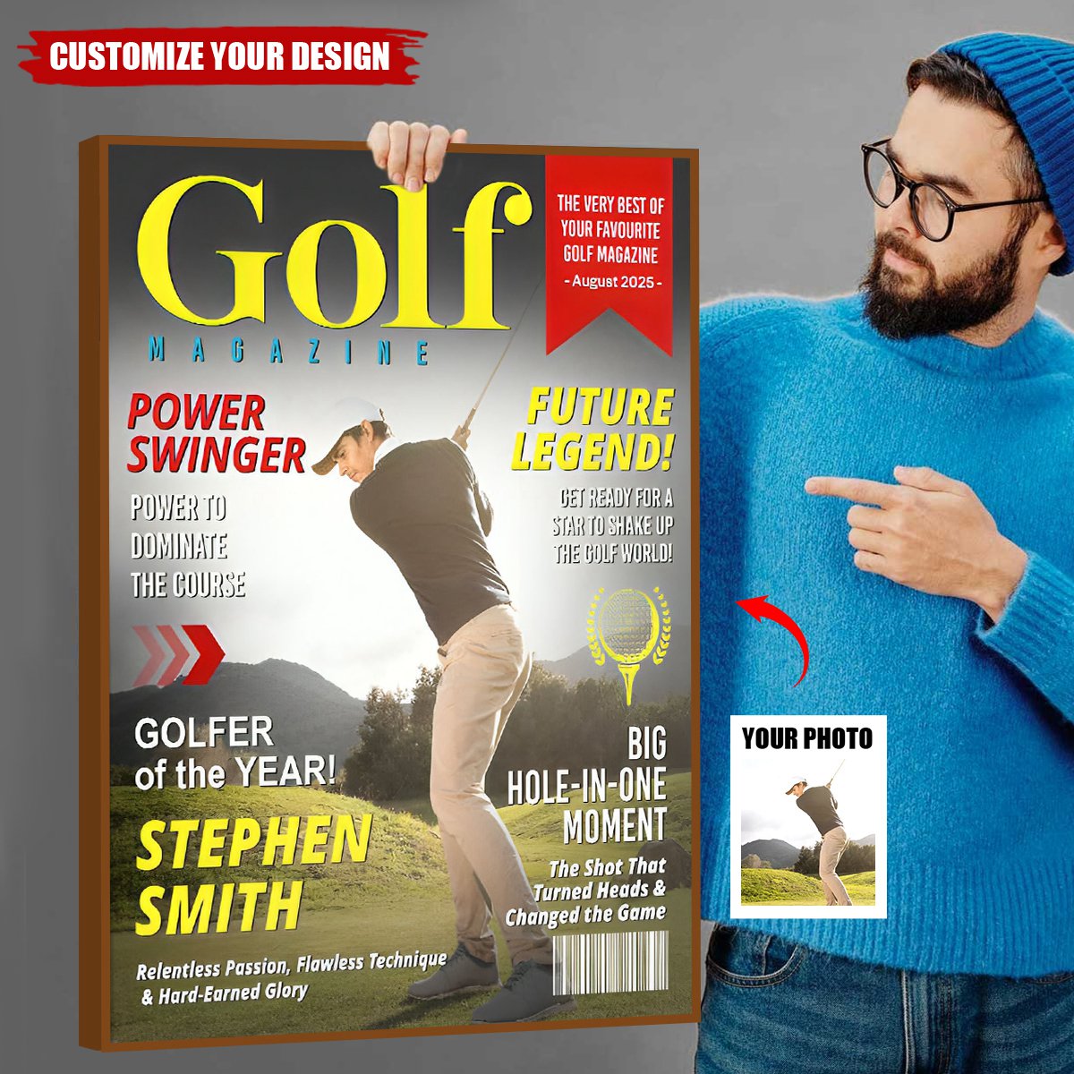 Personalized Golf Magazine Cover Poster - Unique Gift for Golf Lovers