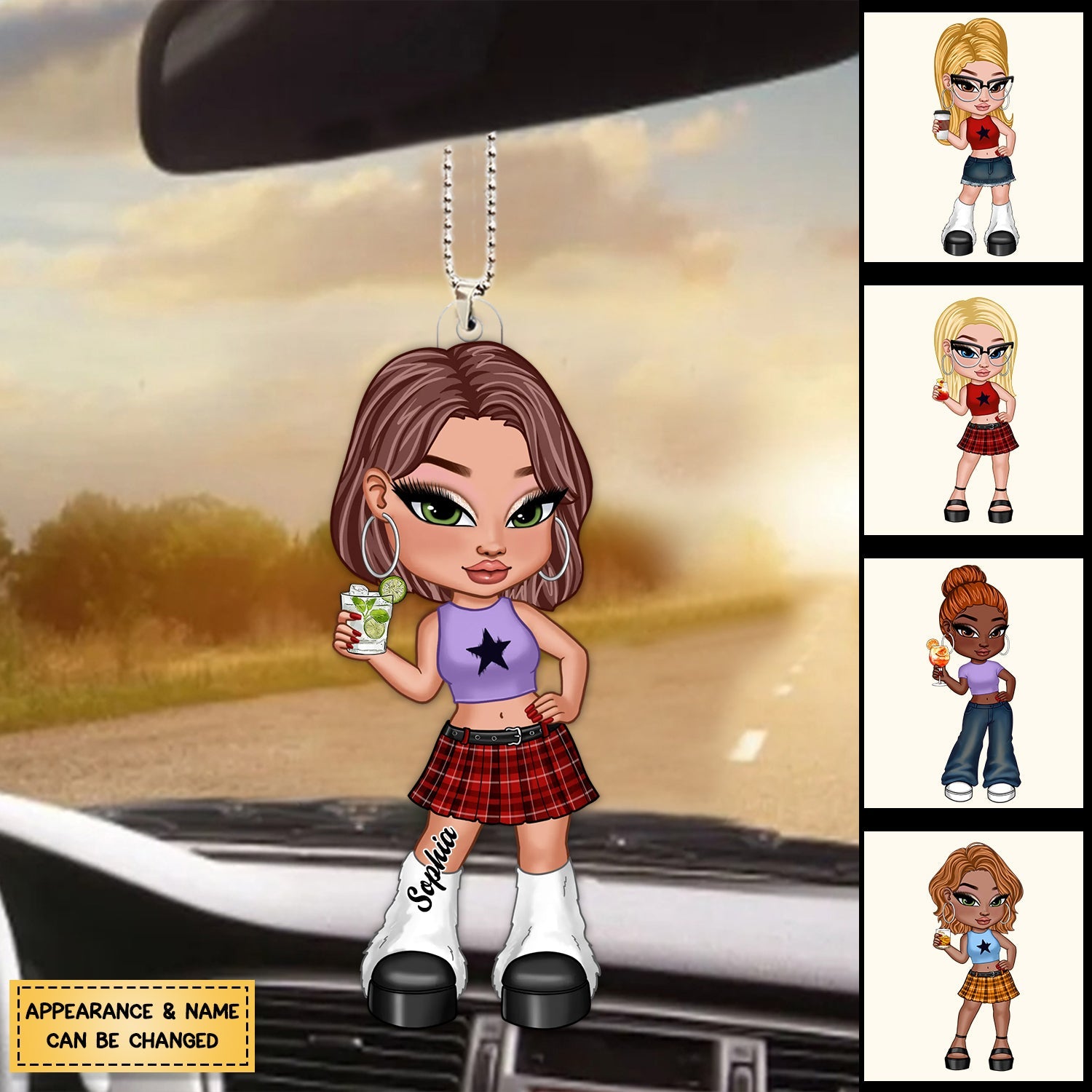 Y2K Fashion Girl Personalized Acrylic Car Ornament