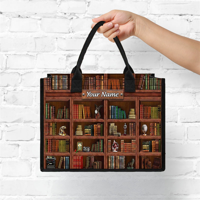 Library Book Shelf Personalized Canvas Tote Bag