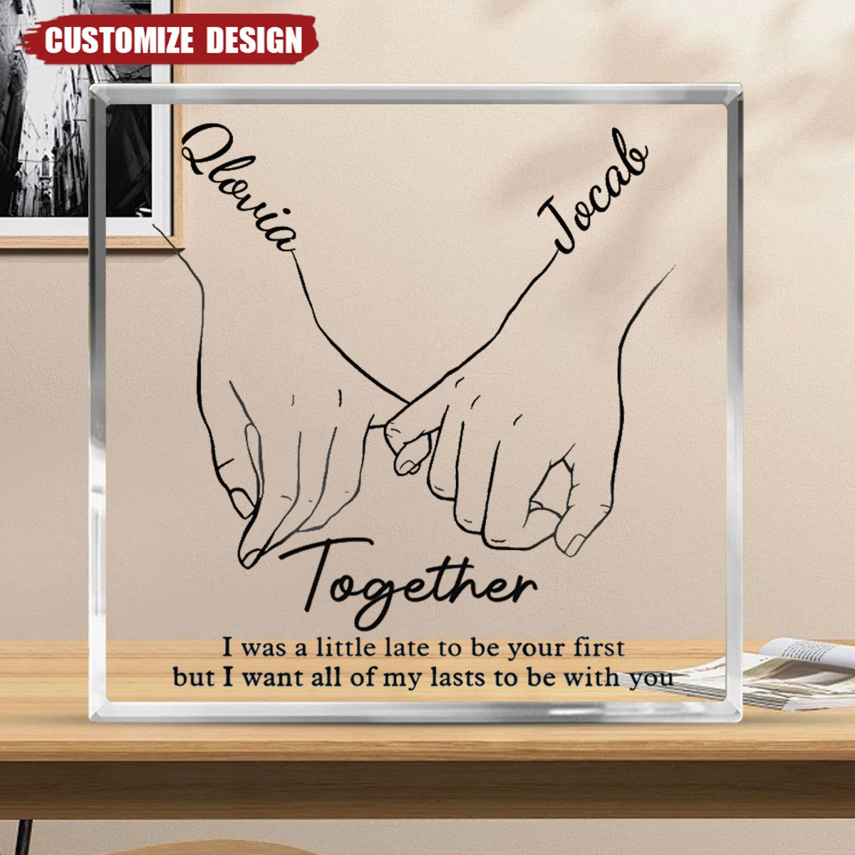 I Love You Forever & Always - Couple Personalized Square Shaped Acrylic Plaque