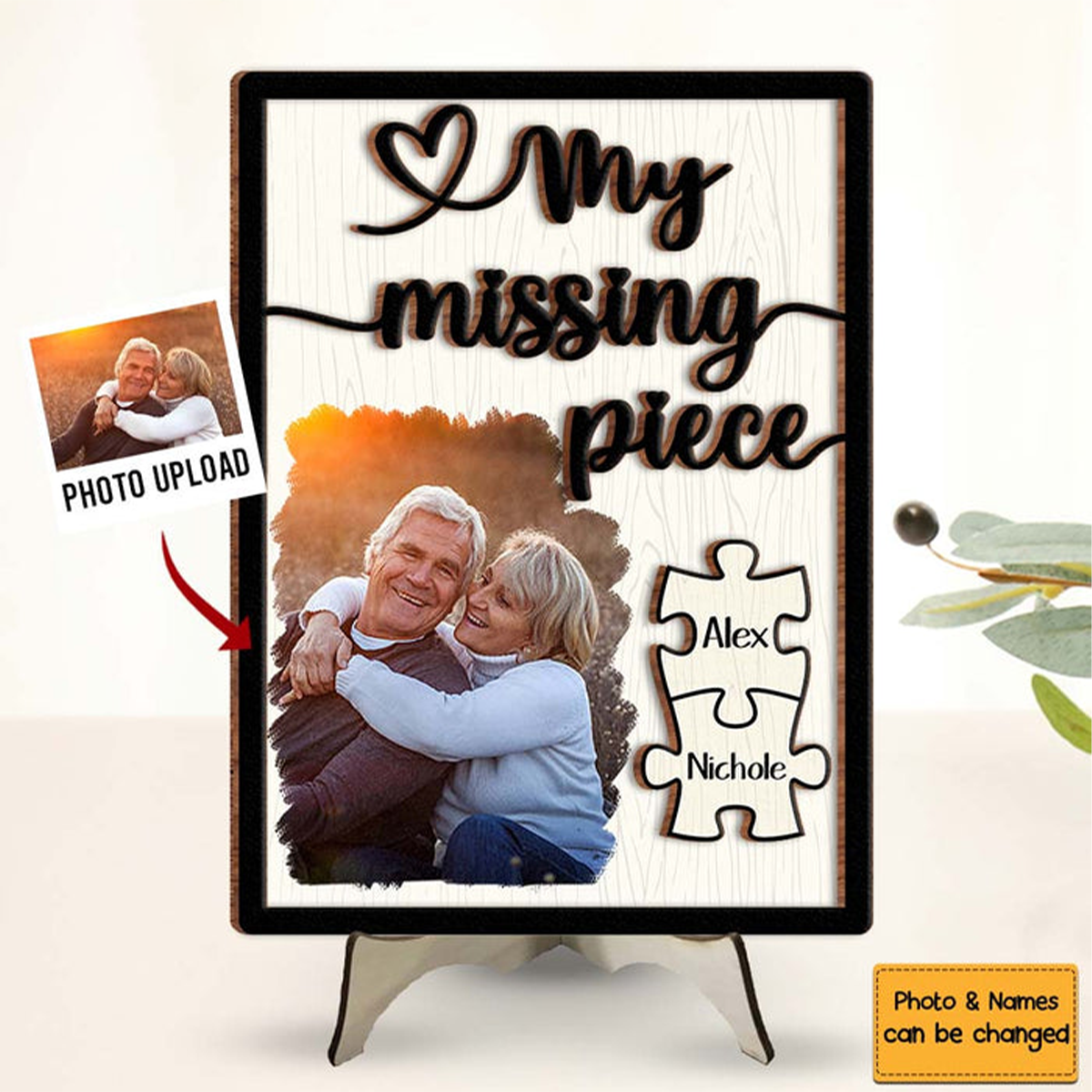 Gift For Couple My Missing Piece 2 Layered Separate Wooden Plaque