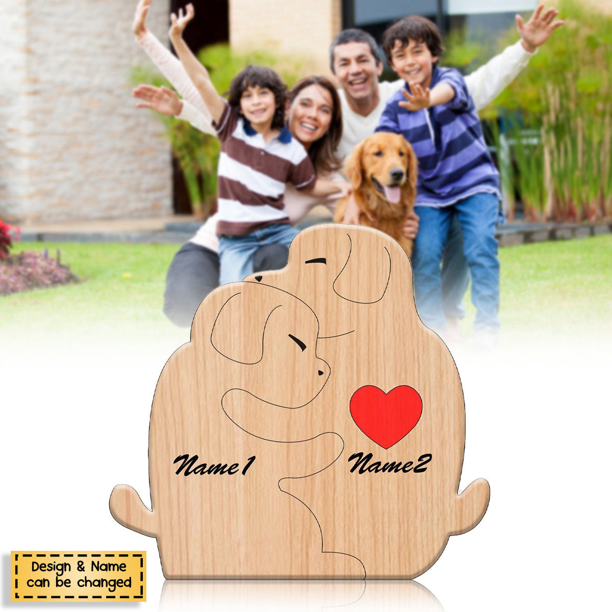 Handcrafted - Wooden Dogs Family Puzzle - Personalized Wooden Pet Carvings