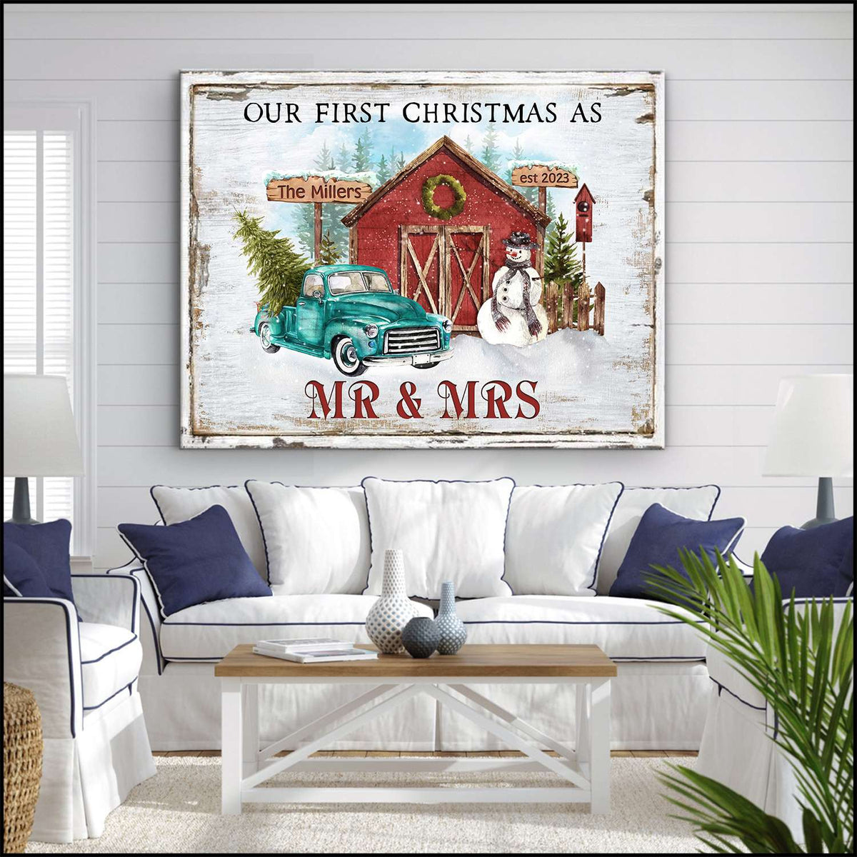 Christmas Gift For Newlyweds Personalized New Couple Gift Poster