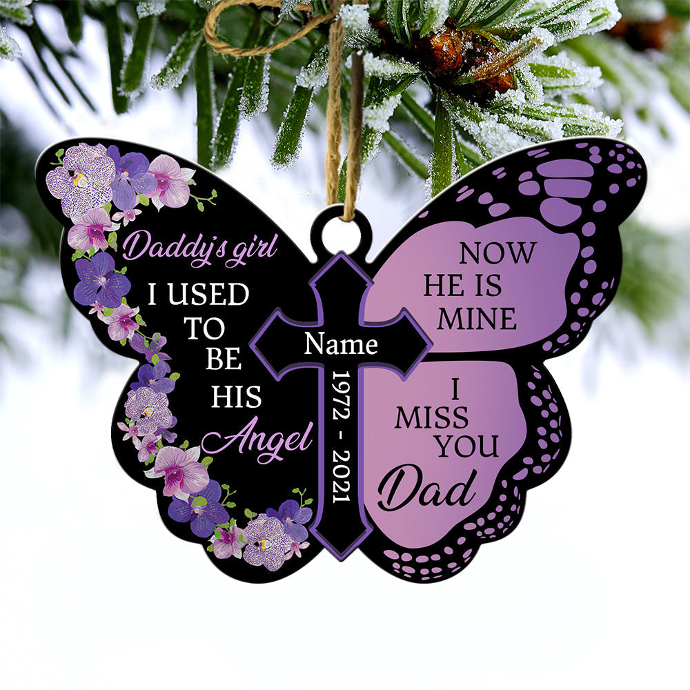 Memorial Custom Ornament I Used To Be His Angel Now He's Mine Personalized Gift